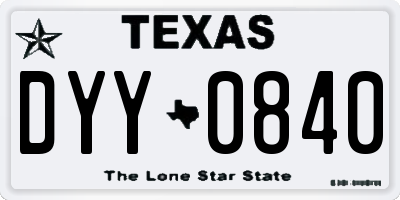 TX license plate DYY0840