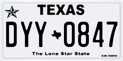 TX license plate DYY0847