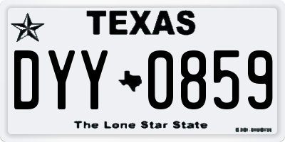 TX license plate DYY0859