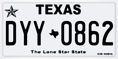 TX license plate DYY0862