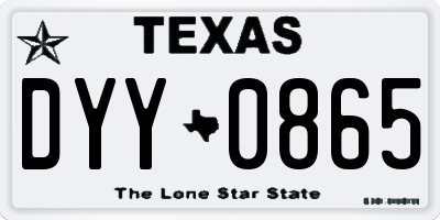 TX license plate DYY0865