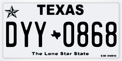 TX license plate DYY0868
