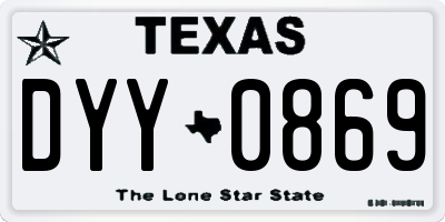 TX license plate DYY0869