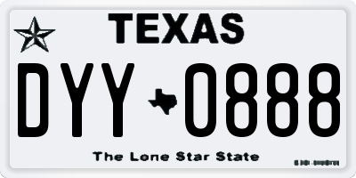 TX license plate DYY0888