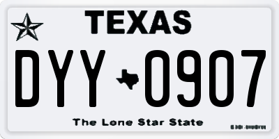 TX license plate DYY0907