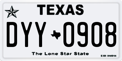TX license plate DYY0908