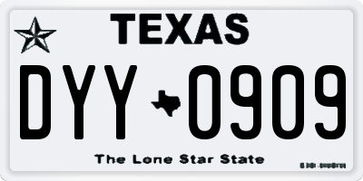 TX license plate DYY0909