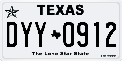 TX license plate DYY0912