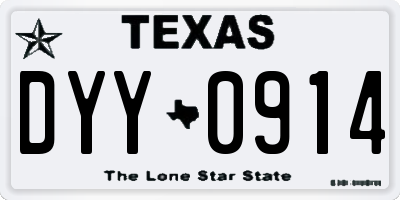 TX license plate DYY0914