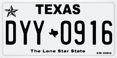 TX license plate DYY0916