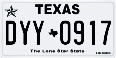 TX license plate DYY0917