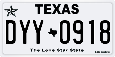 TX license plate DYY0918