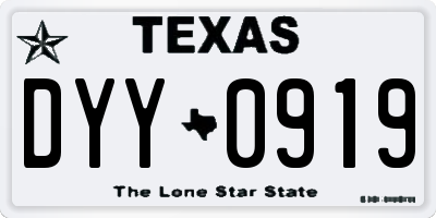 TX license plate DYY0919