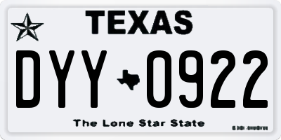 TX license plate DYY0922