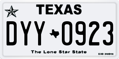 TX license plate DYY0923