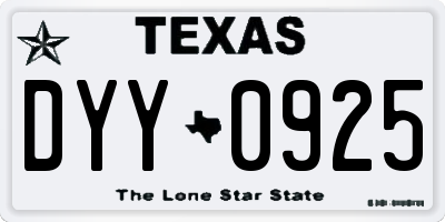 TX license plate DYY0925