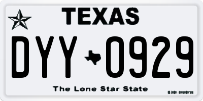 TX license plate DYY0929