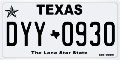 TX license plate DYY0930