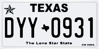 TX license plate DYY0931
