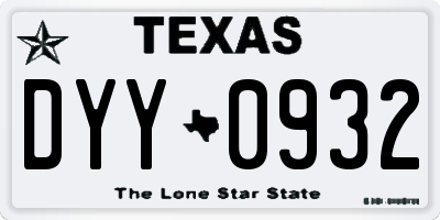 TX license plate DYY0932