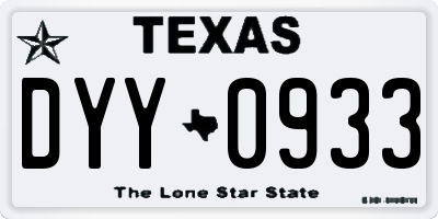 TX license plate DYY0933