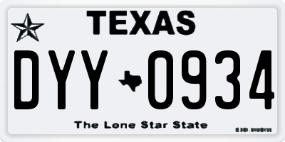 TX license plate DYY0934