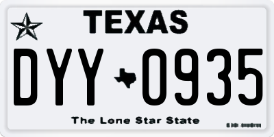 TX license plate DYY0935