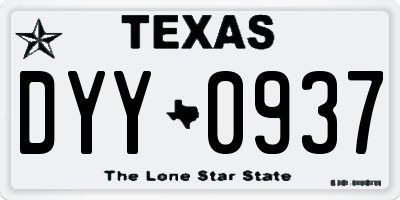TX license plate DYY0937