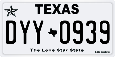 TX license plate DYY0939