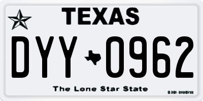 TX license plate DYY0962