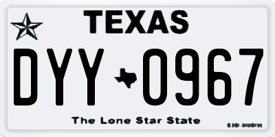 TX license plate DYY0967