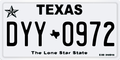 TX license plate DYY0972
