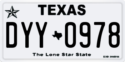 TX license plate DYY0978