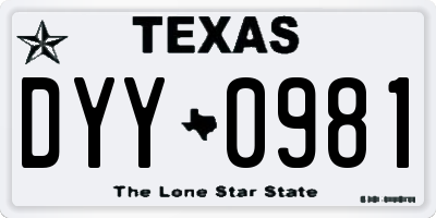 TX license plate DYY0981