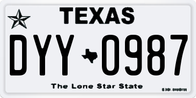 TX license plate DYY0987