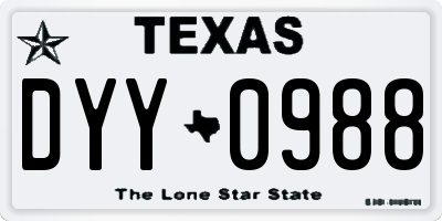 TX license plate DYY0988