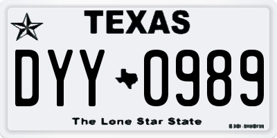 TX license plate DYY0989