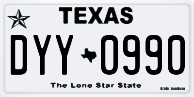 TX license plate DYY0990