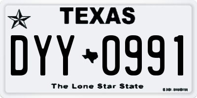 TX license plate DYY0991