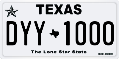 TX license plate DYY1000