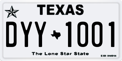 TX license plate DYY1001
