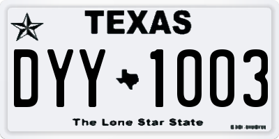 TX license plate DYY1003