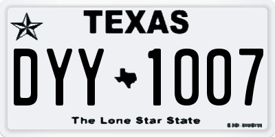 TX license plate DYY1007