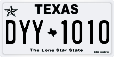 TX license plate DYY1010