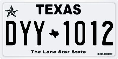 TX license plate DYY1012