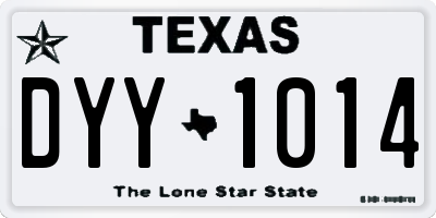 TX license plate DYY1014