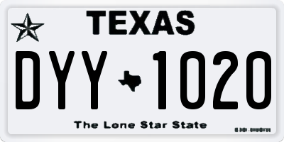 TX license plate DYY1020