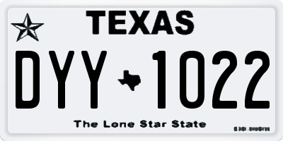 TX license plate DYY1022