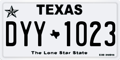 TX license plate DYY1023