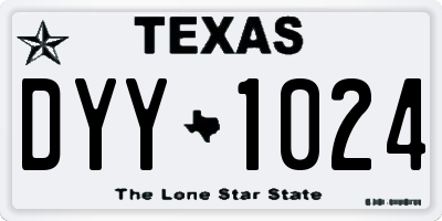 TX license plate DYY1024